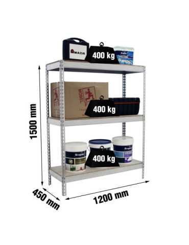 Estanteria 1500x1200x450 ECOFORTE 1204/3 CHIPBOARD 1500 GALVA/MADERA marca SIMONRACK