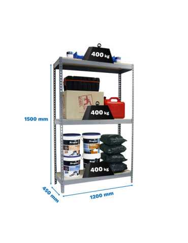 Estanteria 1500x1200x450 ECOFORTE 1204/3 CHIPBOARD 1500 GRIS/MADERA marca SIMONRACK