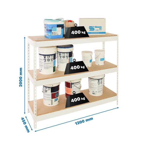 Estanteria 2000x1200x450 ECOFORTE 1204/3 CHIPBOARD BLANCO/MADERA marca SIMONRACK