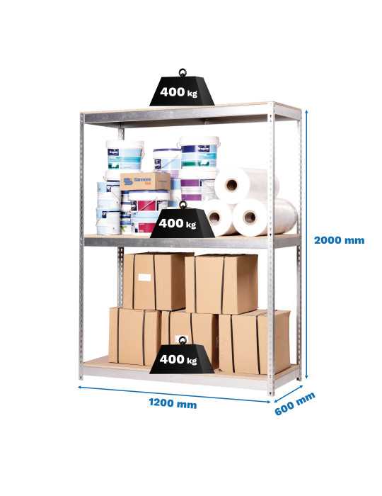 Estanteria 2000x1200x600 ECOFORTE 1206/3 CHIPBOARD GALVA/MADERA marca SIMONRACK