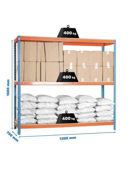 Estanteria 1500x1200x750 ECOFORTE 1207/3 CHIPBOARD 1500 AZ/NAR/MAD marca SIMONRACK