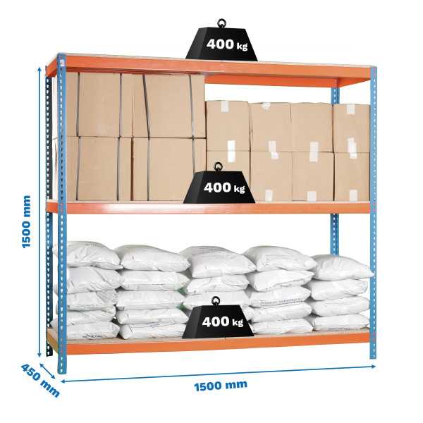 Estanteria 1500x1500x450 ECOFORTE 1504/3 CHIPBOARD 1500 AZ/NAR/MAD marca SIMONRACK
