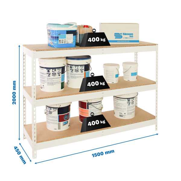 Estanteria 2000x1500x450 ECOFORTE 1504/3 CHIPBOARD BLANCO/MADERA marca SIMONRACK
