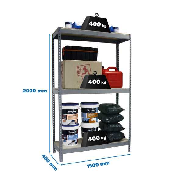 Estanteria 2000x1500x450 ECOFORTE 1504/3 CHIPBOARD GRIS/MADERA marca SIMONRACK