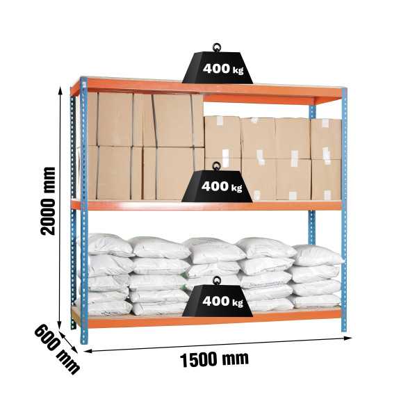 Estanteria 2000x1500x600 ECOFORTE 1506/3 CHIPBOARD AZUL/NARANJA/MADER marca SIMONRACK
