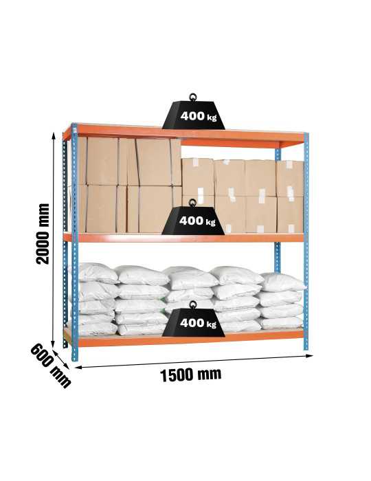 Estanteria 2000x1500x600 ECOFORTE 1506/3 CHIPBOARD AZUL/NARANJA/MADER marca SIMONRACK
