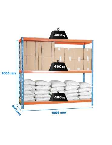 Estanteria 2000x1800x600 ECOFORTE 1806/3 CHIPBOARD AZUL/NARANJA/MADERA marca SIMONRACK