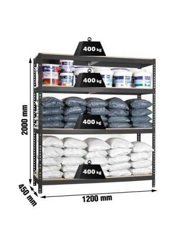 Estanteria 2000x1200x450 ECOFORTE 1204/4 CHIPBOARD ANTRACITA/MADERA marca SIMONRACK