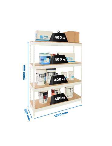 Estanteria 2000x1200x450 ECOFORTE 1204/4 CHIPBOARD BLANCO/MADERA marca SIMONRACK