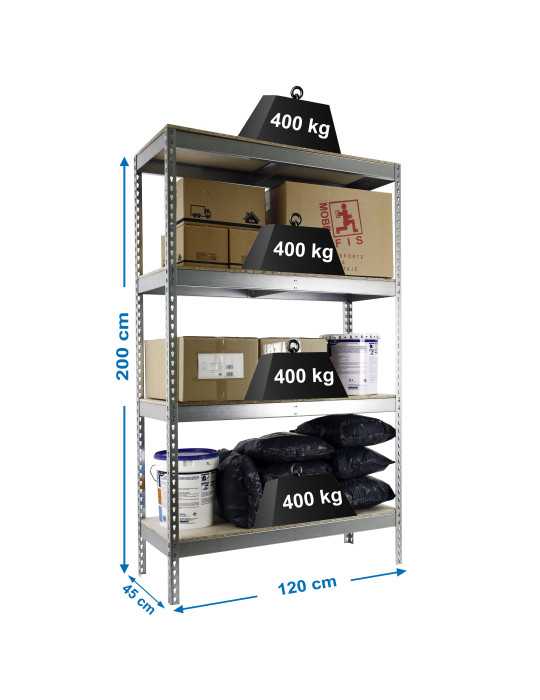 Estanteria 2000x1200x450 ECOFORTE 1204/4 CHIPBOARD GALVA/MADERA marca SIMONRACK