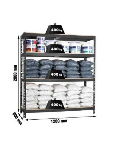 Estanteria 2000x1200x600 ECOFORTE 1206/4 CHIPBOARD ANTRACITA/MADERA marca SIMONRACK