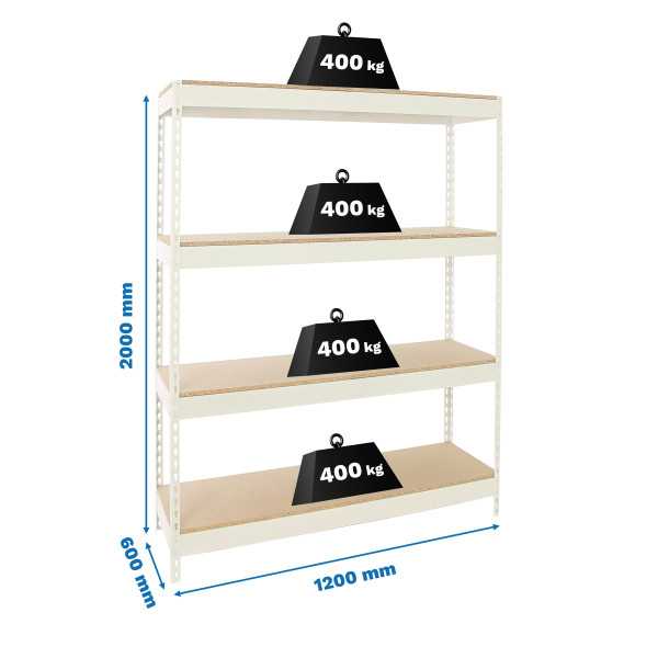 Estanteria 2000x1200x600 ECOFORTE 1206/4 CHIPBOARD BLANCO/MADERA marca SIMONRACK