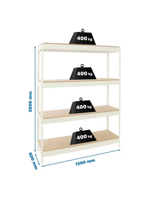 Estanteria 2000x1200x600 ECOFORTE 1206/4 CHIPBOARD BLANCO/MADERA marca SIMONRACK
