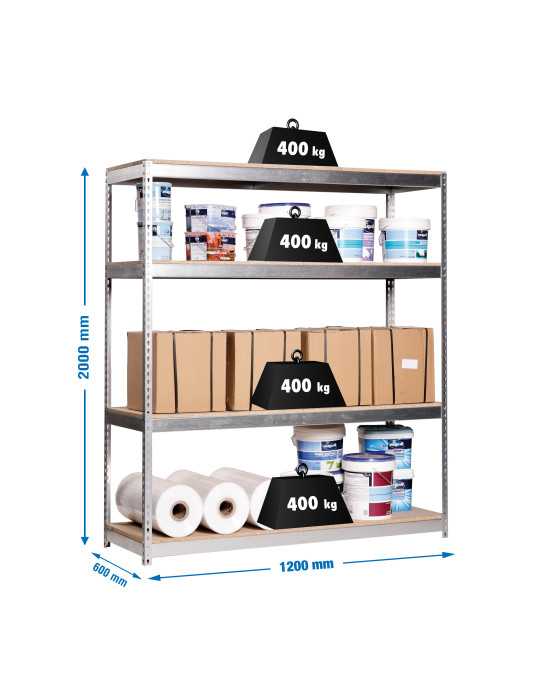 Estanteria 2000x1200x600 ECOFORTE 1206/4 CHIPBOARD GRIS/MADERA marca SIMONRACK