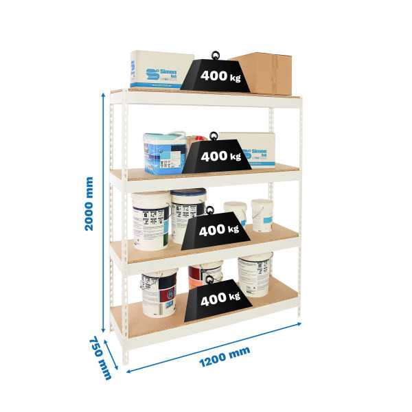 Estanteria 2000x1200x750 ECOFORTE 1207/4 CHIPBOARD BLANCO/MADERA marca SIMONRACK