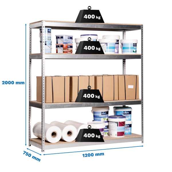 Estanteria 2000x1200x750 ECOFORTE 1207/4 CHIPBOARD GALVA/MADERA marca SIMONRACK
