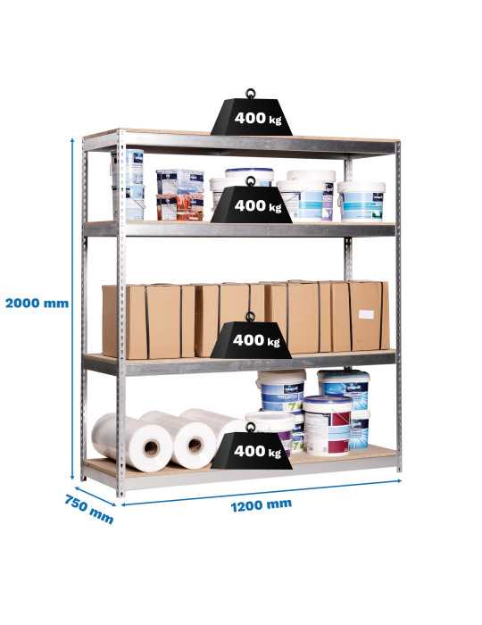 Estanteria 2000x1200x750 ECOFORTE 1207/4 CHIPBOARD GALVA/MADERA marca SIMONRACK