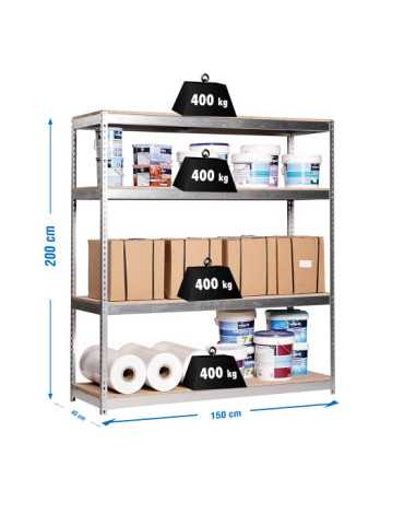 Estanteria 2000x1500x450 ECOFORTE 1504/4 CHIPBOARD GALVA/MADERA marca SIMONRACK