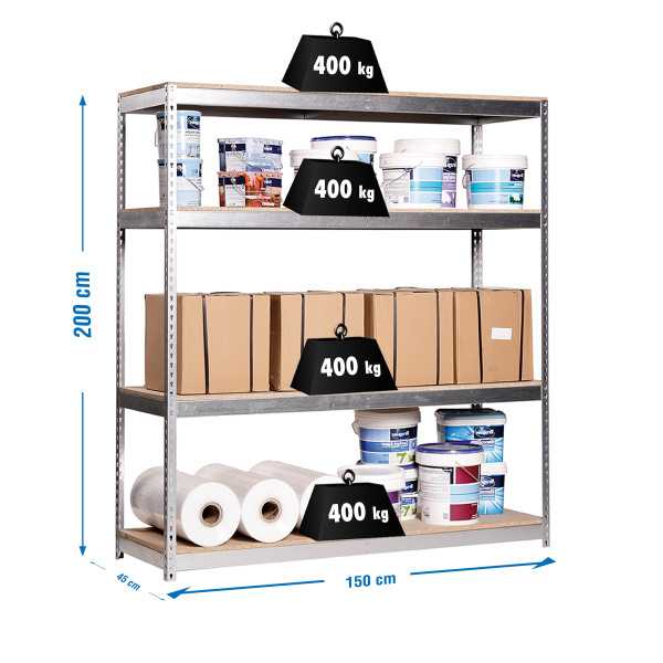 Estanteria 2000x1500x450 ECOFORTE 1504/4 CHIPBOARD GALVA/MADERA marca SIMONRACK