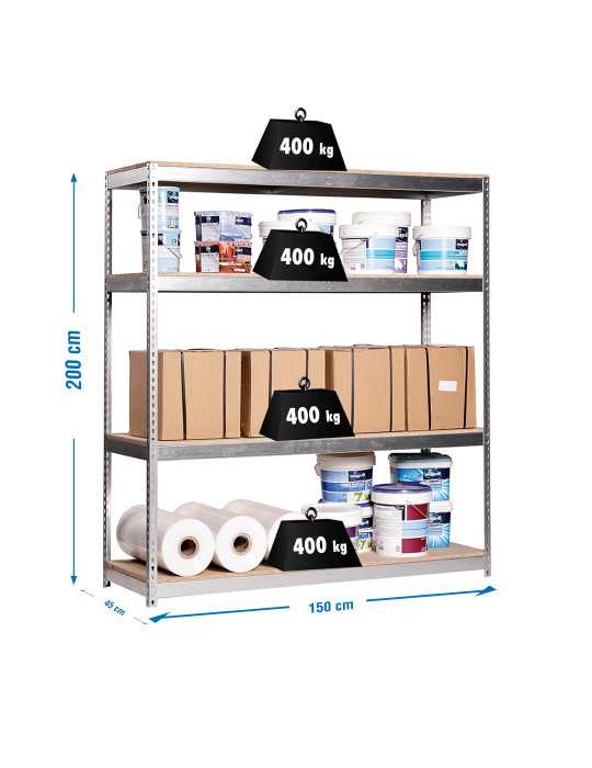 Estanteria 2000x1500x450 ECOFORTE 1504/4 CHIPBOARD GALVA/MADERA marca SIMONRACK