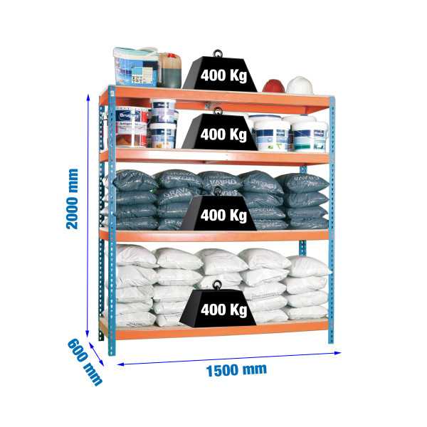 Estanteria 2000x1500x600 ECOFORTE 1506/4 CHIPBOARD AZUL/NARANJA/MADERA marca SIMONRACK