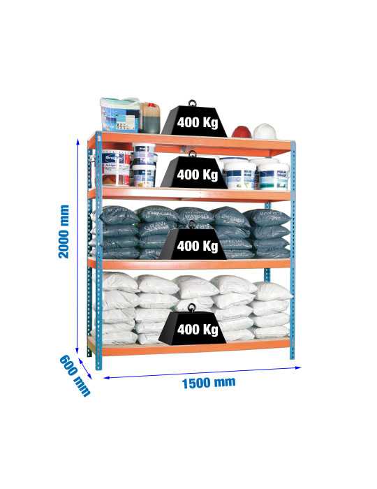 Estanteria 2000x1500x600 ECOFORTE 1506/4 CHIPBOARD AZUL/NARANJA/MADERA marca SIMONRACK