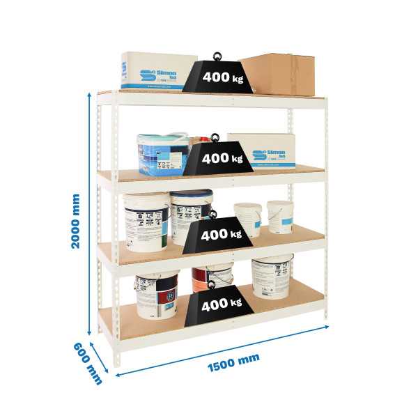 Estanteria 2000x1500x600 ECOFORTE 1506/4 CHIPBOARD BLANCO/MADERA marca SIMONRACK