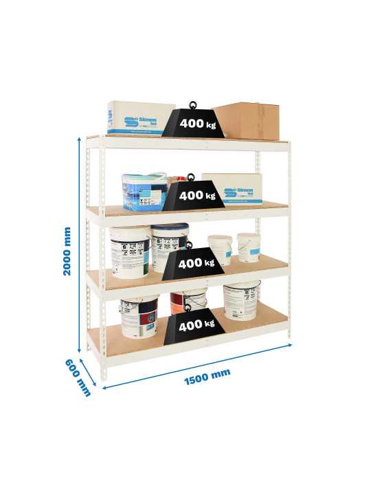 Estanteria 2000x1500x600 ECOFORTE 1506/4 CHIPBOARD BLANCO/MADERA marca SIMONRACK