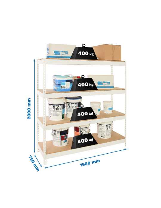 Estanteria 2000x1500x750 ECOFORTE 1507/4 CHIPBOARD BLANCO/MADERA marca SIMONRACK