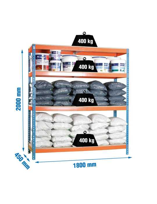 Estanteria 2000x1800x450 ECOFORTE 1804/4 CHIPBOARD AZUL/NARANJA/MADERA marca SIMONRACK