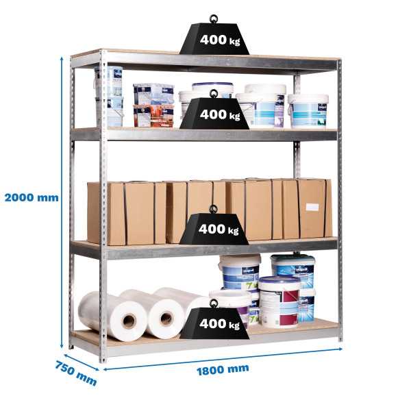 Estanteria 2000x1800x750 ECOFORTE 1807/4 CHIPBOARD GALVA/MADERA marca SIMONRACK