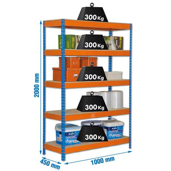Estanteria 2000x1000x450 BRICOFORTE 1004/5 CHIPBOARD AZUL/NARANJA/MADER marca SIMONRACK