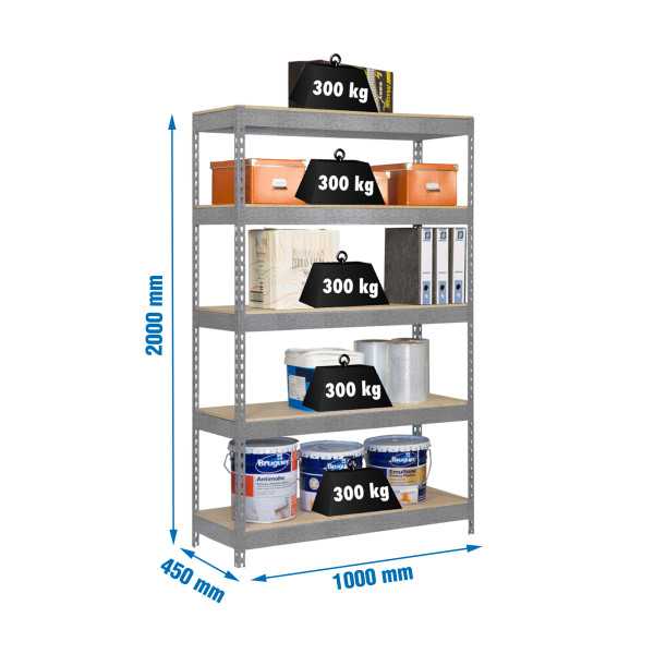 Estanteria 2000x1000x450 BRICOFORTE 1004/5 CHIPBOARD GALVA/MADERA marca SIMONRACK