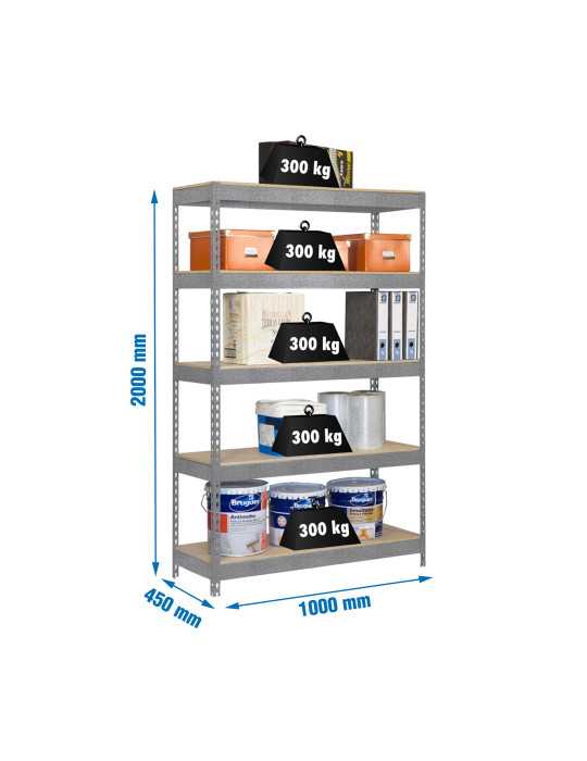 Estanteria 2000x1000x450 BRICOFORTE 1004/5 CHIPBOARD GALVA/MADERA marca SIMONRACK