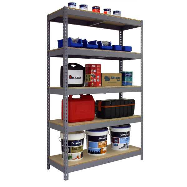 Estanteria 2000x1000x450 BRICOFORTE 1004/5 CHIPBOARD GRIS/MADERA marca SIMONRACK