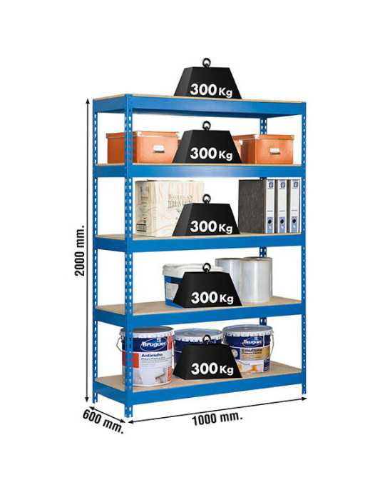 Estanteria 2000x1000x600 BRICOFORTE 1006/5 CHIPBOARD AZUL/MADERA marca SIMONRACK