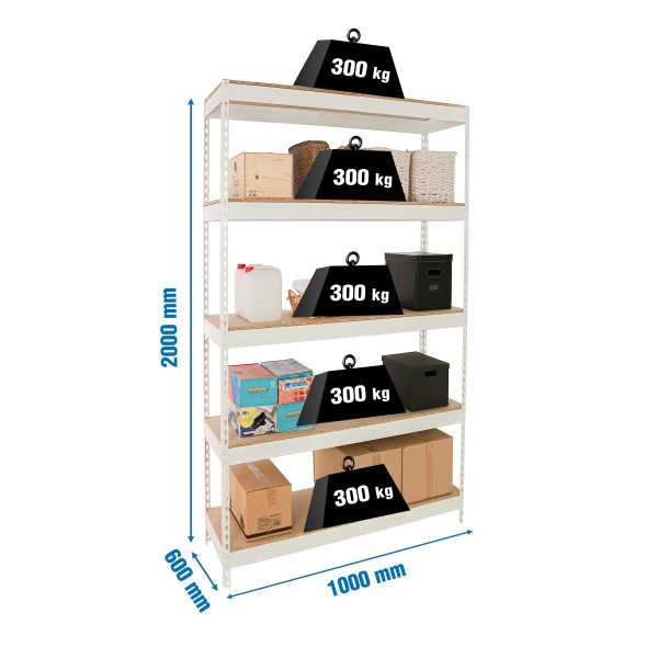 Estanteria 2000x1000x600 BRICOFORTE 1006/5 CHIPBOARD BLANCO/MADERA marca SIMONRACK