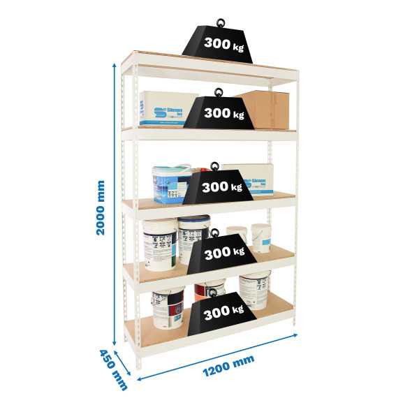 Estanteria 2000x1200x450 BRICOFORTE 1204/5 CHIPBOARD BLANCO/MADERA marca SIMONRACK