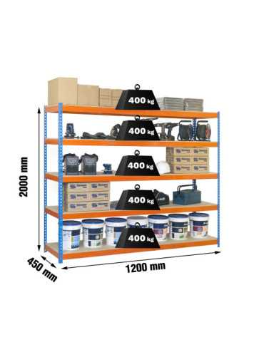 Estanteria 2000x1200x450 ECOFORTE 1204/5 CHIPBOARD AZUL/NARANJA/MADER marca SIMONRACK