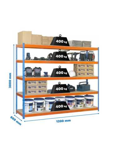 Estanteria 3000x1200x600 ECOFORTE 1206/5 CHIPBOARD 3000 AZ/NAR/MAD marca SIMONRACK