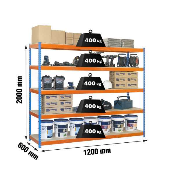 Estanteria 2000x1200x600 ECOFORTE 1206/5 CHIPBOARD AZUL/NARANJA/MADER marca SIMONRACK