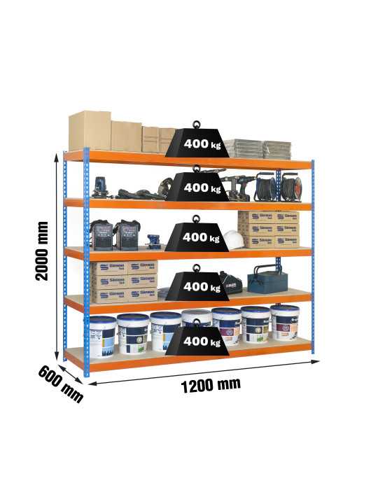 Estanteria 2000x1200x600 ECOFORTE 1206/5 CHIPBOARD AZUL/NARANJA/MADER marca SIMONRACK