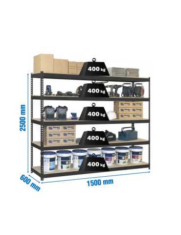 Estanteria 2500x1500x600 ECOFORTE 1506/5 CHIPBOARD 2500 ANTRACITA/MAD marca SIMONRACK