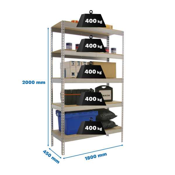 Estanteria 2000x1800x450 ECOFORTE 1804/5 CHIPBOARD GALVA/MADERA marca SIMONRACK