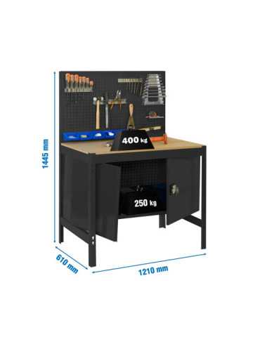 Banco trabajo 1445x1210x610 SIMONWORK BT2 CABINET 1200 ANTRACITA/MADERA marca SIMONRACK