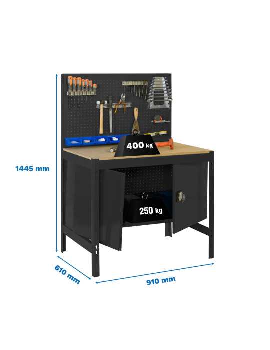 Banco trabajo 1445x910x610 SIMONWORK BT2 CABINET 900 ANTRACITA/MADERA marca SIMONRACK