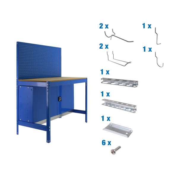 Banco trabajo 1445x1210x610 PACK SIMONWORK BT2 CABINET 1200 AZUL/MAD+ 9ACCS marca SIMONRACK