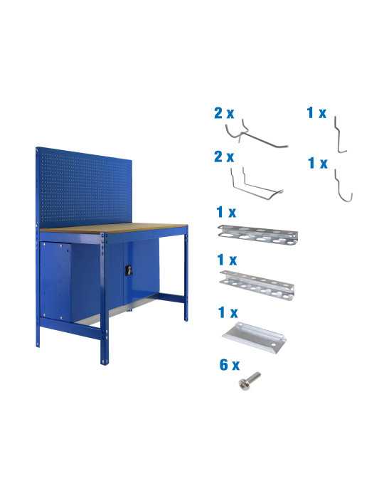 Banco trabajo 1445x1210x610 PACK SIMONWORK BT2 CABINET 1200 AZUL/MAD+ 9ACCS marca SIMONRACK