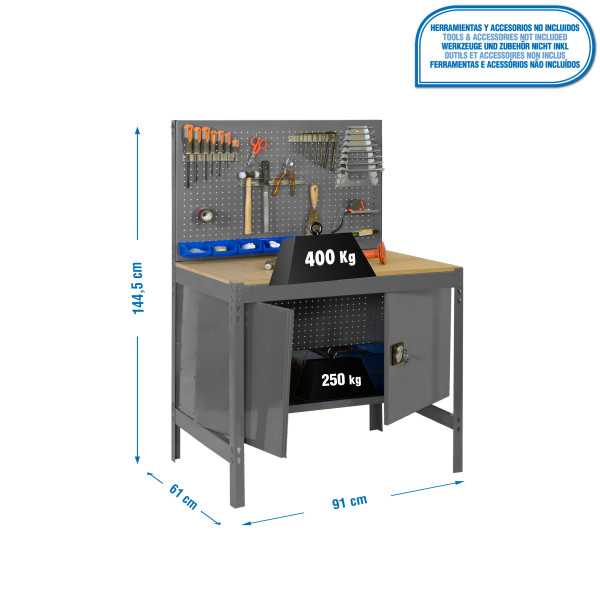 Banco trabajo 1445x910x610 SIMONWORK BT2 CABINET 900 GRIS/MADERA marca SIMONRACK
