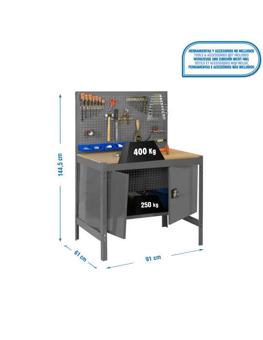 Banco trabajo 1445x910x610 SIMONWORK BT2 CABINET 900 GRIS/MADERA marca SIMONRACK